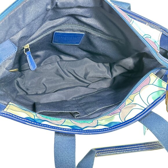 Coach Kyra Scarf Print C Signature Tote Bag Purple/Blue Vintage - No Strap - Picture 3 of 12